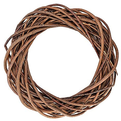 Corona in salice, diametro 30 cm, altezza 6 cm, rami non pelati, ideale come corona decorativa da porta, corona di legno, corona pasquale, ghirlanda di bricolage