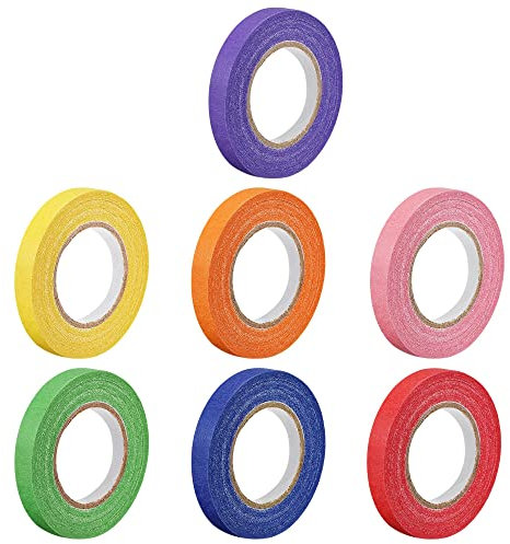 sourcing map 7Pcs 10mm 0,4 pouce Large 20m 21 Yards Masquage Ruban Peintres Ruban Rouleaux 7 Couleurs