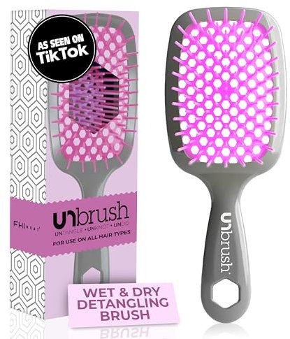 FHI HEAT Unbrush Wet & Dry Vented Detangling Hair Brush, Lavender/Grey