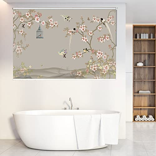 LJHU Roller Blinds Peach Blossom Roller Blind with Fittings, Easy to Clean Day& Night Roller up, Waterproof Pull Down Curtains for Bedroom/Hotel/Bathroom (Size : 120cmx100cm/47.2inx39.4in)