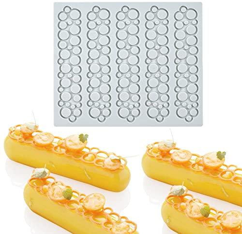 Moule en silicone creux en forme de Longue bande de bulles, tapis dentelle 3D pour décoration de cupcakes, sucre, loisirs créatifs, desserts