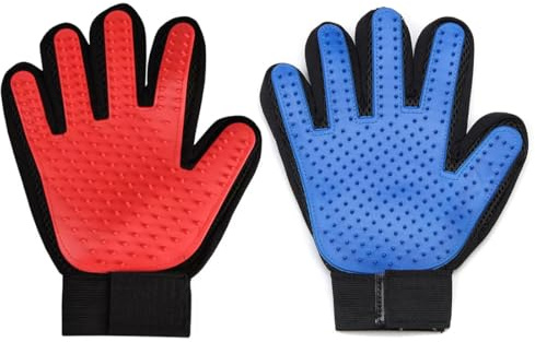 Haustier Bürsten Handschuh, 2 Stück Haustier Handschuh Sanfte Fellpflegehandschuh Effizienter Handschuh Massagehandschuh mit verbessertem Fünf-Finger-Design, Möbel Haar Entferner Mitt zum Pet