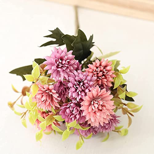 DNCG Flores Artificiales de Seda, Ramo de Margaritas de otoño, decoración de jardín for el hogar, Boda, Ramo Falso de Navidad (Color : Rosa Lila)