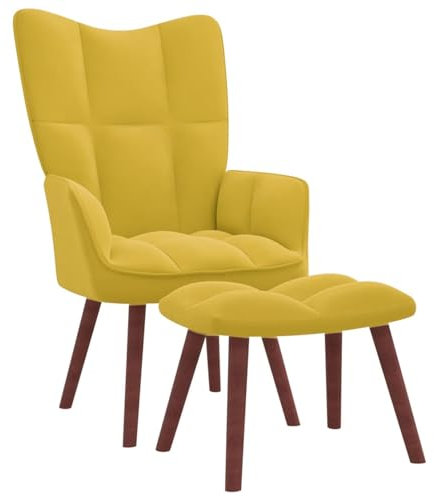 ARKEM Relaxsessel mit Hocker Senfgelb Samt Lesestuhl Bequemer Sessel Reading Chair