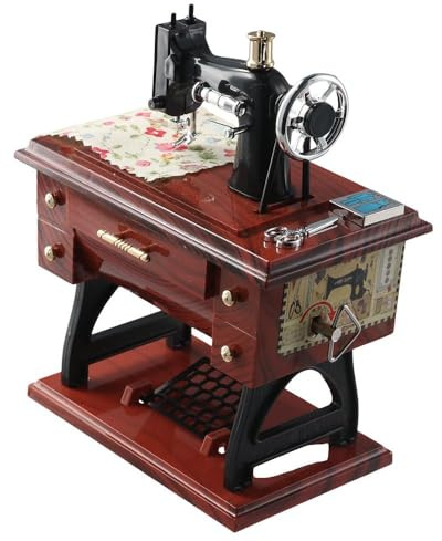 diyhub 1 PCS Vintage Sewing Machine Music Box, Simulated Mini Sewing Machine Music Box for Home Holiday Decoration Children Gifts