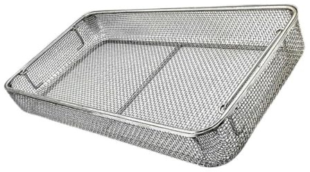 HJDSUDU Medizinischer Desinfektions-Reinigungskorb aus Edelstahl 304, Ultraschall-Reinigungskorb für chirurgische Instrumente, Sterilisationstablett mit perforierten Netzkörben,40 * 20 * 7cm