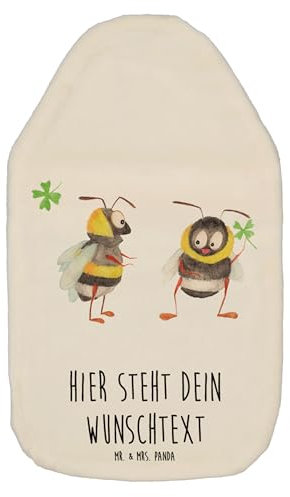 Mr. & Mrs. Panda Personalisierte Wärmflasche Hummeln Kleeblatt - Personalisierte Geschenke, lustige Sprüche, Tiermotive, Spruch schön, Spruch