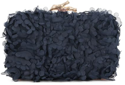 Syrads Flower Handbag Clutch Bolso de noche Bolsos florales con cadena para boda,Azul