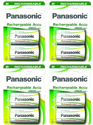 PANASONIC Lot de 4 Blisters de 2 Piles Rechargeables R2U D/HR20 2800Ni-MH - 1,2V