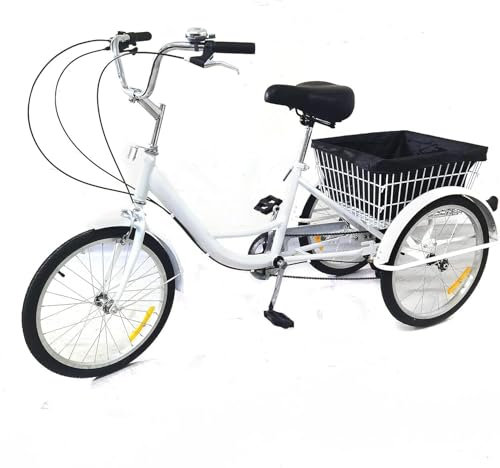 20-Zoll-Dreirad für Erwachsene, 8-Gang-Lastenrad, Premium-Fahrrad mit Einkaufskorb, maximale Belastung 110 kg