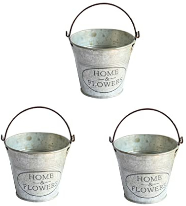 INOOMP 3stücke Vintage-blumenkübel mit Henkel aus Zinn Pflanzkübel für Landhausdekoration Blumenkübel für Garten
