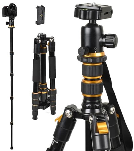 NEWFUN Travel Tripod, Stativ Kamera, Reisestativ Kamera, 160CM Kamerastativ, Flexibles Kamera Stativ Mit 360° Kugelkopf Für spiegellose Kameras/DSLR Kameras/Mobiltelefone/Videokameras