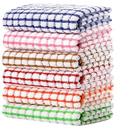 Küchengeschirrtücher, 40,6 x 63,5 cm, Baumwoll-Küchentücher und Geschirrtücher, Set mit 6 Stück, Geschirrtücher zum Geschirrspülen, Spüllappen zum Abtrocknen von Geschirr, Kabel (Green, One Size)