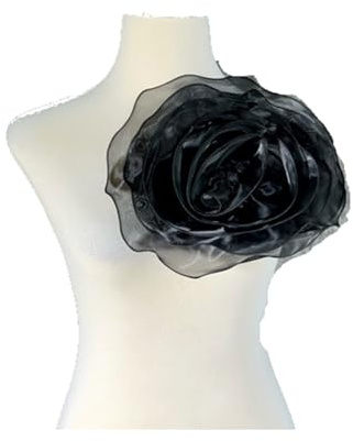 AMateschitz Konstgjorda blommor tyg blommor brosch nål kläder tillbehör simulering blomma bröllop pyssel blommor handledsblomma för fest alla hjärtans dag gör-det-själv dekoration svart 26 cm