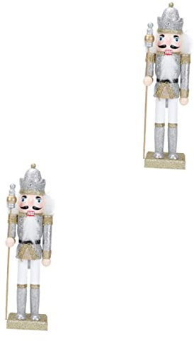 Cabilock 2 Pièces Casse Noisette Enfant en Âge Décor De Soldat en Noyer Couronne De Casse-Noisette Casse-Noix De Noël Petites Décorations Casse-Noix Monstre Jouets Trousse Silver Coton