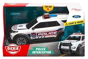 Dickie Toys – Ford Police Interceptor Auto (27,5 cm) – stor polisbil med ljus och ljud, leksak för barn från 3 år, inkl. batterier