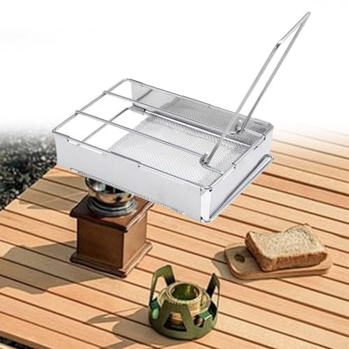 Grille-pain pliable en acier inoxydable uniformément grillé pour réchaud de camping, feu à gaz