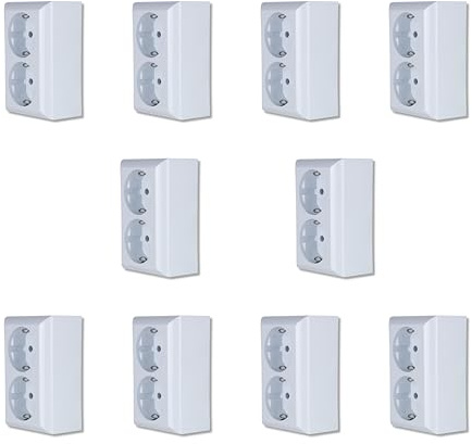 REV PlanoLuxe SPARSET - 10x Doppelsteckdose mit Rahmen & Einsatz, weiß