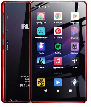 163 Go Lecteur MP3 avec Bluetooth Spotify, Écran Tactile 4,5 Pouces, Lecteur MP4 avec WiFi, Batterie 2000 mAh, Haut-parleurs HiFi Stéréo Portables, Amazon Music, Lecteur de Musique en Streaming