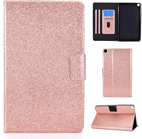 DayQiQiPu Étui pour Samsung Galaxy Tab A 8,0 & S Pen SM-P200/P205 Cas de Protection léger Motif Scintillant Housse avec Flip Support et Portefeuille en Auto Veille/Réveil Coque, Or Rose
