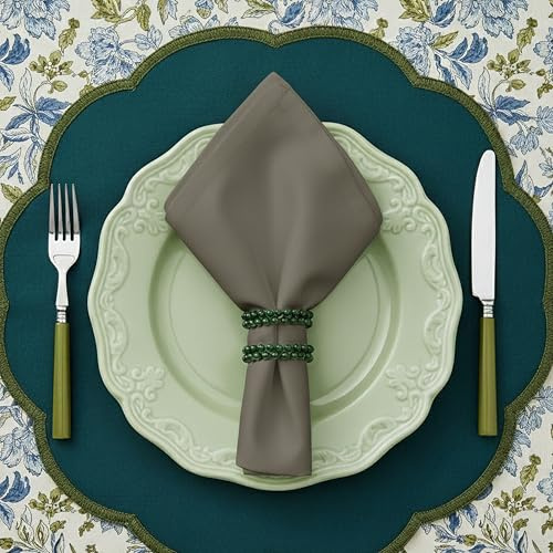 Seralino Stoffservietten 40x40 cm Dunkelgrün (12er Set) aus 100% Bio-Baumwolle | Waschbare Stoff Servietten für Hochzeit, Taufe, Geburtstag & Weihnachten | Nachhaltige Tischservietten Elegant