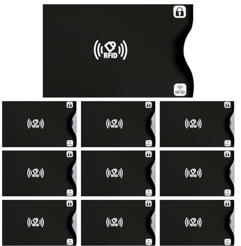 10 Pezzi Porta Carte di Credito Schermato, RFID Blocco Cover di Protezione in Nero, Carte di Credito Blocco Antifurto Protezione per Carte di Credito per Portafogli Carte per Uomini e Donne (Nero)