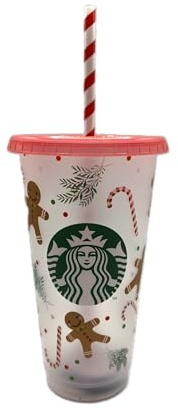 STARBUCKS Summer 2025 Festive Christmas Gingerbread Man - Taza fría reutilizable de 24 onzas