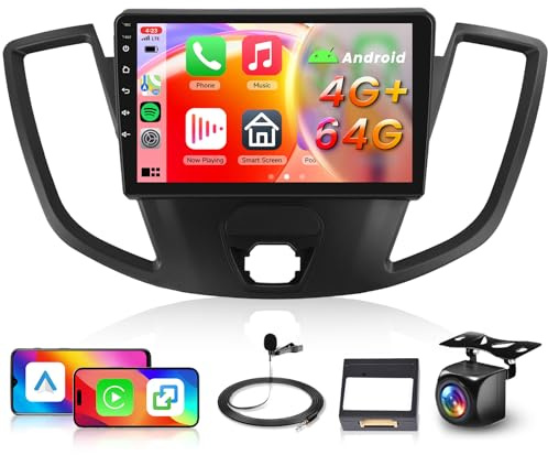 4G+64G Car Radio Stereo for Ford Transit 150 250 350 2015-2019 with Wireless Carplay Android Auto, Hodozzy 9 1280P IPS Touchscreen Radio BT 5.0 GPS WiFi FM/RDS Mirrorlink SWC Backup Camera