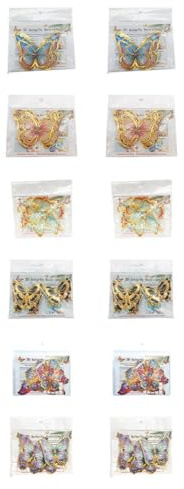 Eawfgtuw Lot de 24 autocollants muraux élégants en forme de papillon 3D avec bordure dorée, décalcomanies décoratives amovibles en PVC pour mariages, fêtes et décoration d'intérieur (PY3024-YL)