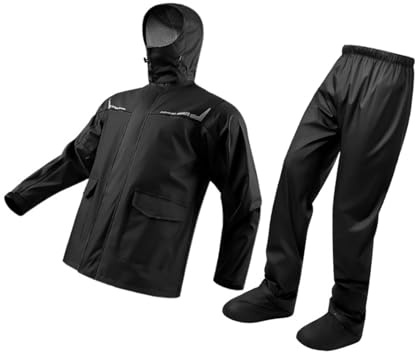 Walmeck Tuta Antipioggia per Moto con Copriscarpe, Attrezzatura Antipioggia per Tutto il Corpo 20000 Mm Impermeabile Uomo Donna in Sella a Bicicletta attività All'aperto, Set (XL)