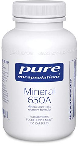 Pure Encapsulations Mineral 650A - with Calcium, Magnesium, Iron, Iodine, Selenium & Zinc - Hypoallergenic Mineral and Trace Element Formula - 180 Capsules