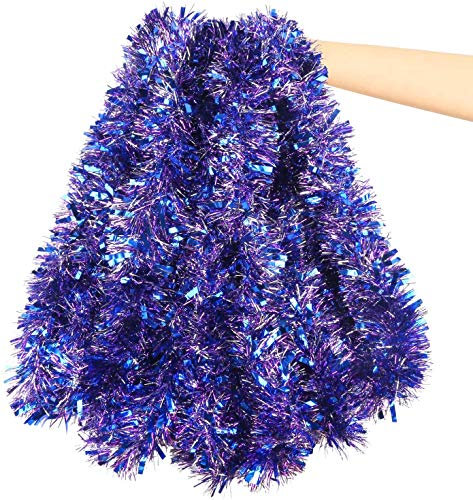 DIYASY RoyalBlue Christmas Chunky Tinsel Garland for Christmas Tree Decorations (20 FEET Long)