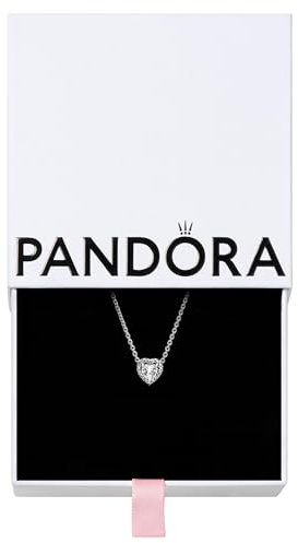 Pandora Timeless Women's Sterling Silver Elevated Heart Cubic Zirconia Pendant Necklace, 45cm, No Box