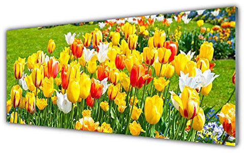 Tulup Acrylic Glass Print 125x50cm Wall Art - Wall Picture Plastic Acrylic Glass - Tulips Floral