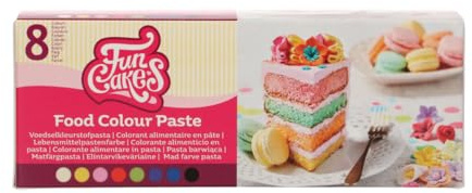 FunCakes Food Colour Paste, Lebensmittelfarben Paste, Set/8 | Hautement Concentré pour Fondant, Massepain, Crème au Beurre, Pâte à Fleurs et Gâteau, Résistant à la Cuisson jusqu'à 200 °C