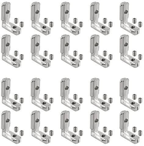 AUTOUTLET 20PCS Fente d'Angle Intérieure 8 EU-3030 Profilé en Aluminium à Fente en T en Alliage de Zinc Fente de 8 Supports en Forme de L 90° Connecteur de Coin Intérieur Equerres Intérieures Rainuré