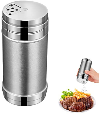 Nlmayt Seasoning Bottle, Stainless Steel Spice Jar with Rotating Lids, BBQ Spice Shaker Spice Storage Containers, Spice Bottles for Kitchen, Cooking, Salt, Black Pepper, Seasonings