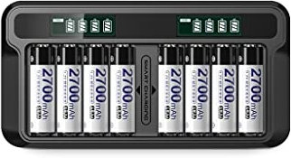 XCC Batería Recargable 5 Cargador 9v Smart Set Cinco Siete 1.2V NiMH Alta Capacidad (Size : A)