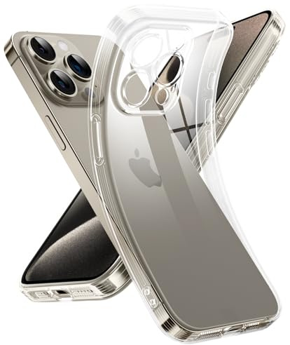 Supdeal Crystal Clear Hülle für iPhone 15 Pro, Niemals gelb mit Kameraschutz, Silikon Durchsichtig Handyhülle Weicher Passform, Ultra Dünn und Leicht Case Cover, 6,1, Transparent