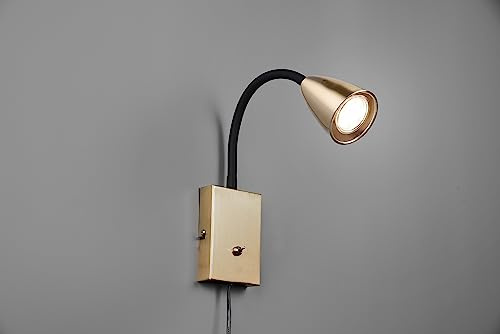 lightling Sandra Wandleuchte, Flexarm verstellbar, Breite: 8.5 cm, Höhe: 23.5 cm, Auslage: 22 cm, Messing matt, Metall, exkl. Leuchtmittel, GU10, max: 10W