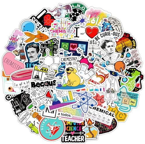Qpout 50PCS Science Laboratory Stickers No Repeating Physical Chemistry Experiment Sticker Pack Suitable for Teenage Students Teacher Guitar Water Bottle Computer Notebook Desktop Decoration