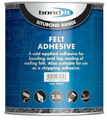 Bond It Black Felt Adhesive Roofing Felt Tools DIT Building Trade Bitumen Range Primer Paint Trowel Mastic Felt Adhesive Roof Leak UK (2.5L)