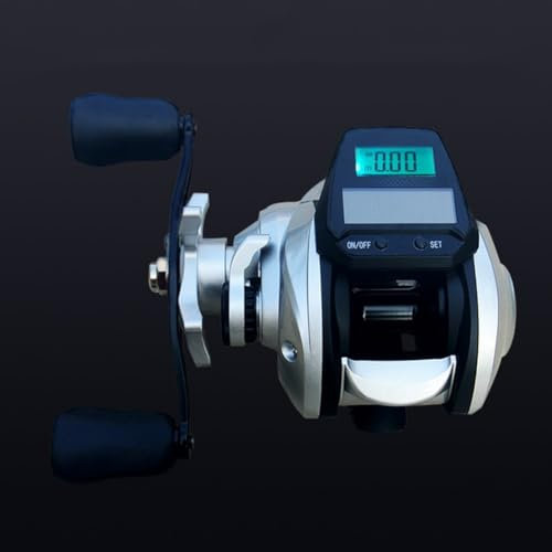 Zoegneer Angelrolle, digitale Angelrolle, wiederaufladbar, Hintergrundbeleuchtung, Bissanzeiger, für Angler, verbessertes Angelerlebnis (kleiner Bildschirm für Linkshänder)