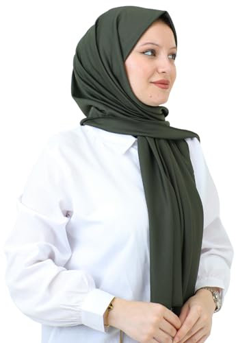 Prien Hijab Kopftuch für Damen, Muslimische Kleid Schal, Kopftücher für Mädchen, Islamische Langer Scarf, Chiffon Turban Kleider für Ramadan (Khaki)