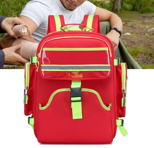 Joyfitness Erste-Hilfe-Trauma-Tasche mit Seitentaschen, Erste Hilfe Notfallrucksack, Erste-Hilfe-Rucksack, Tasche leer, für Camping, Wandern, Trekking, Abenteuer, Zuhause (nur Tasche)