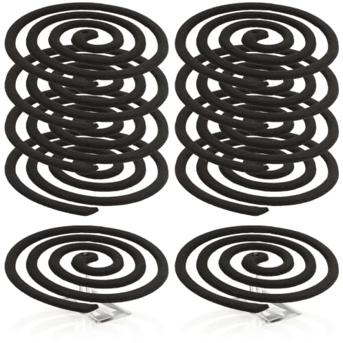 com-four® 10x Citronella Räucherspiralen mit 2 Ständern für Outdoor