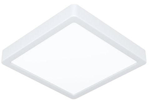 EGLO LED Deckenleuchte Fueva 6, quadratische Deckenlampe | Aufbaulampe aus Kunststoff in Weiß, Deckenbeleuchtung warmweiß-kaltweiß, 22x22 cm