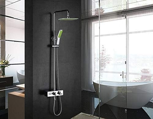 Wandmontage, Badezimmer-Thermostatarmaturen, Mischbatterie, Badewannen-Duschset Mit Quadratischem Duschkopf, Chrom-Finish