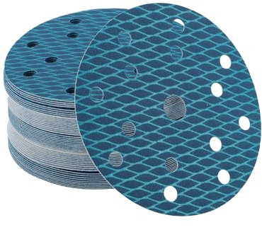 VekAuto 50 Pz Dischi Abrasivi, 6 Pollici 15 Fori 180 Grana adesivo Carta Vetrata Universale per Metallo, Riparazione Automobilistica Durabilità e Flessibilità Carta Alluminio Blu