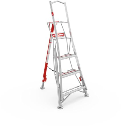 Henchman Aluminium Fully Adjustable PRO Tripod Ladder - 3 Adjustable Legs, For Professional Gardeners, 150kg Weight Limit, Lightweight, Durable (6ft / 1.8m)